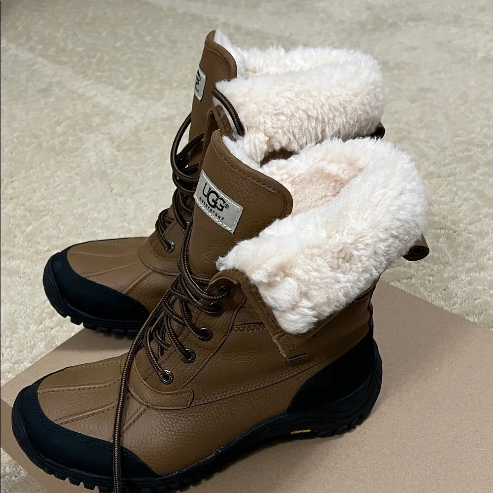 UGG Tan and Black Lace-Up Boots - Picture 2 of 7